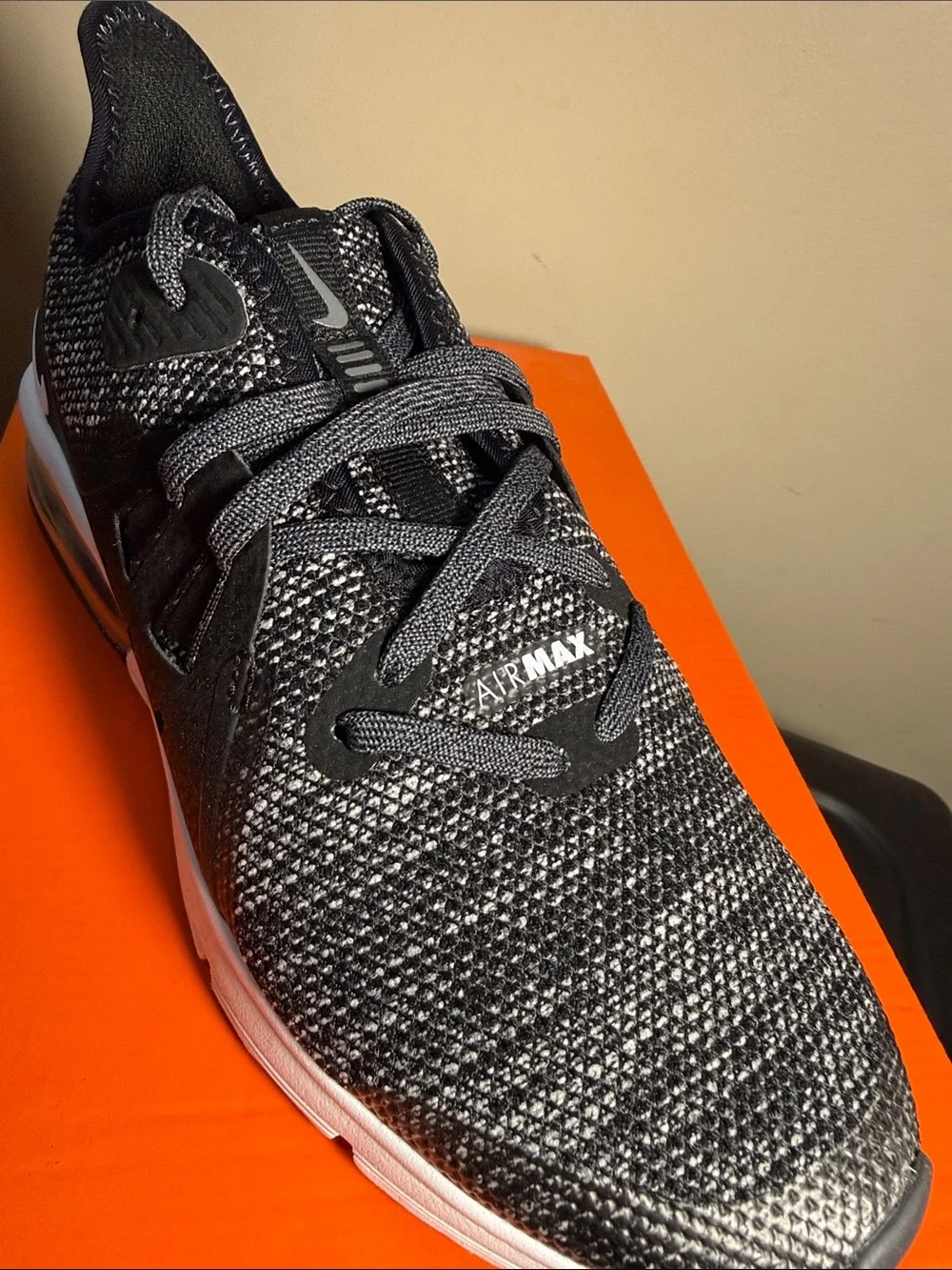 Nike Black and White Knit Running Shoe New in box size 5.5 big kids